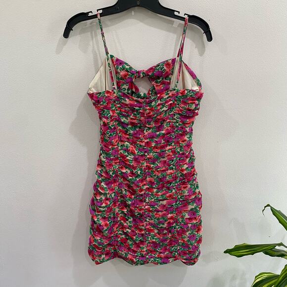Endless Rose Floral Fitted Summertime Ruched Mini Dress Size Small - Picture 7 of 12
